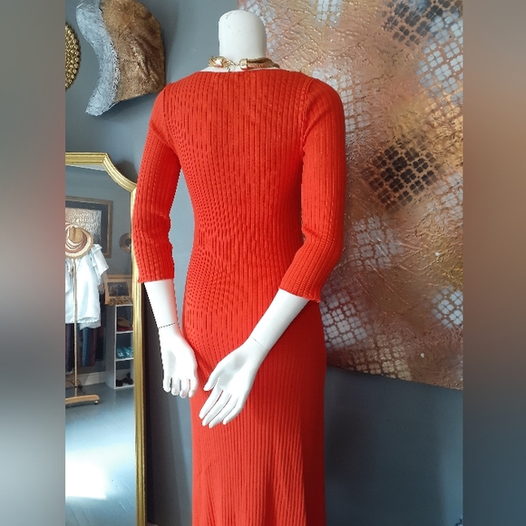 NWOT Zara Ribbed Stretch Cotton Midi Dress - Picture 10 of 11